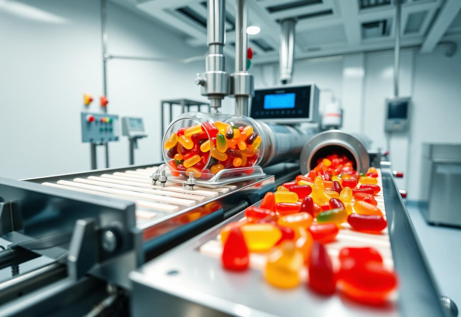 Modern gummy supplement manufacturing line